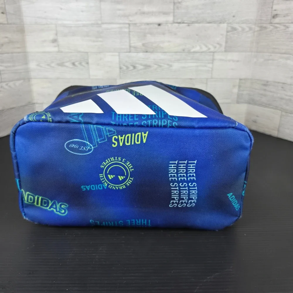 Adidas Insulated Lunch Bag Blue All Over Print Three Stripes Logo School Travel
